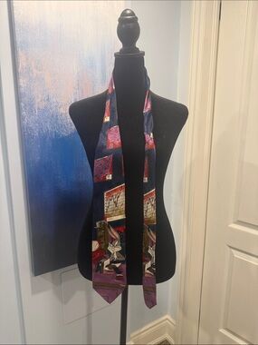 Warner Bros. Skinny Tie in Navy, Purple and Red with Bugs Bunny Motif